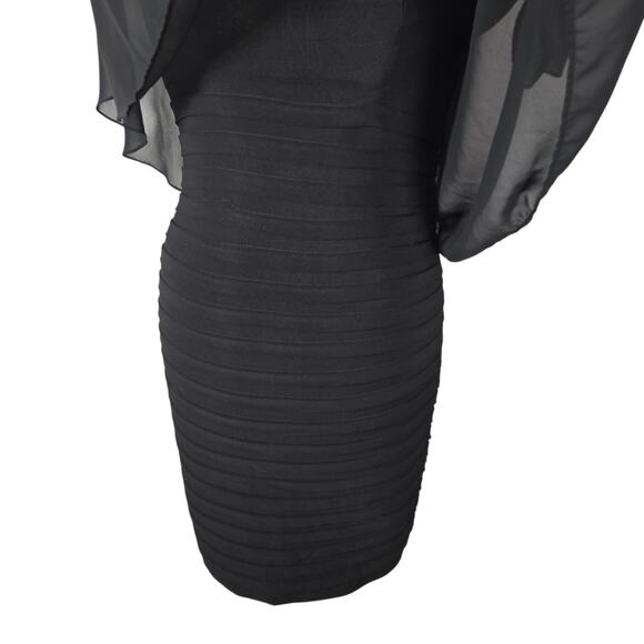 Scarlett Womens 8 Black Chiffon Cape Overlay Sheath Dress Witchy Whimsigoth - Picture 5 of 16